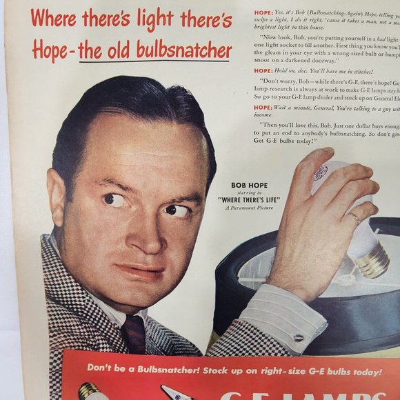 Vintage advertising 1940s Bob Hope GE Lamps print ad  magazine - Picture 5 of 6
